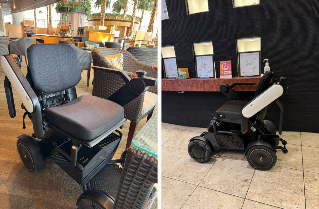 WHILL（電動車椅子）のシートとアームレスト構造。片麻痺でも座りやすく安定性の高い設計